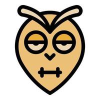 Blinking owl head icon color outline vector