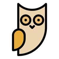 Little owl side view icon color outline vector