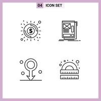 4 Universal Filledline Flat Colors Set for Web and Mobile Applications banking biology shine web healthcare Editable Vector Design Elements