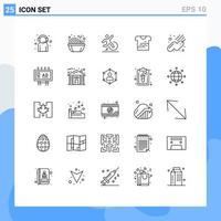 25 iconos creativos signos y símbolos modernos de camiseta uniforme año camisa escape elementos de diseño vectorial editables vector