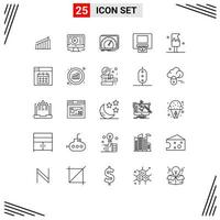 Set of 25 Commercial Lines pack for cash internet play test device Editable Vector Design Elements