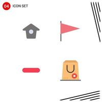 4 Universal Flat Icons Set for Web and Mobile Applications birdhouse remove country delete close Editable Vector Design Elements