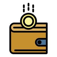 Wallet coin icon color outline vector