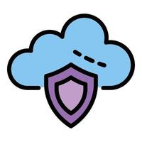 Cloud protection icon color outline vector