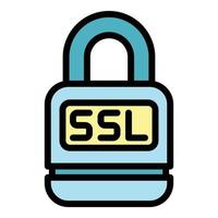 Lock ssl icon color outline vector