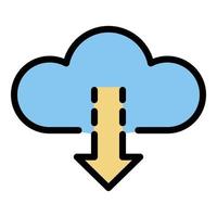 Cloud arrow down icon color outline vector