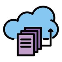Upload files to the cloud icon color outline vector