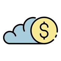 vector de contorno de color de icono de dinero en la nube