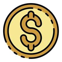 Dollar coin icon color outline vector