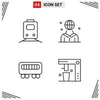 4 Icons Line Style Grid Based Creative Outline Symbols for Website Design Simple Line Icon Signs Isolated on White Background 4 Icon Set Creative Black Icon vector background