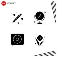 Collection of 4 Vector Icons in solid style Pixle Perfect Glyph Symbols for Web and Mobile Solid Icon Signs on White Background 4 Icons Creative Black Icon vector background