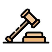 Judge gavel icon color outline vector