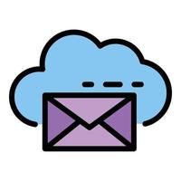 Envelope and cloud icon color outline vector