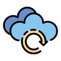 Cloud sync icon color outline vector