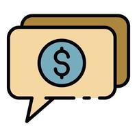 Chat bubbles and dollar icon color outline vector