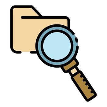 Folder and magnifier icon color outline vector