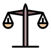 Judge balance icon color outline vector