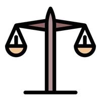 Judge balance icon color outline vector