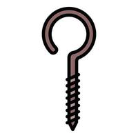 Hook screw icon color outline vector