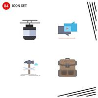 paquete de interfaz de usuario de 4 iconos planos básicos de elementos de diseño vectorial editables de martillo de marketing de transporte de construcción aérea vector