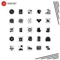 25 User Interface Solid Glyph Pack of modern Signs and Symbols of real office kitchen productivity brain Editable Vector Design Elements