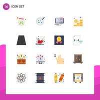 User Interface Pack of 16 Basic Flat Colors of route coins book money budget Editable Pack of Creative Vector Design Elements