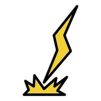 Lightning with sparks icon color outline vector