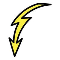 Curved lightning icon color outline vector