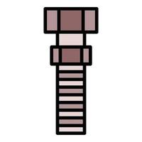 Bolt with nut icon color outline vector