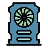 Mining graphic card icon color outline vector