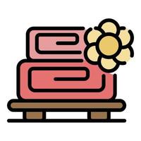 Massage roll towel icon color outline vector