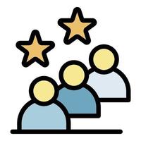 Three people two stars icon color outline vector