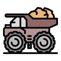 Coal dump truck icon color outline vector