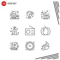 Collection of 9 Vector Icons in Line style Pixle Perfect Outline Symbols for Web and Mobile Line Icon Signs on White Background 9 Icons Creative Black Icon vector background