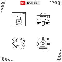 4 Icons Line Style Grid Based Creative Outline Symbols for Website Design Simple Line Icon Signs Isolated on White Background 4 Icon Set Creative Black Icon vector background