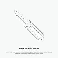 Screw Driver Tool Repair Tools Line Icon Vector