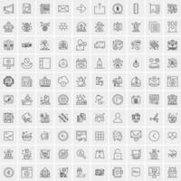 conjunto de 100 iconos universales modernos de líneas finas para móviles y web mezclan iconos de negocios como flechas avatares emoticonos tiempo de negocios vector