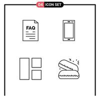 Set of 4 Modern UI Icons Symbols Signs for contact iphone help smart phone editing Editable Vector Design Elements