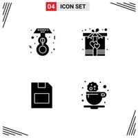 Pictogram Set of 4 Simple Solid Glyphs of eight march storage box heart break Editable Vector Design Elements