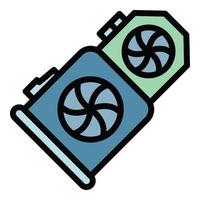 Double mining video card icon color outline vector