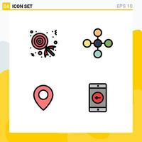 Modern Set of 4 Filledline Flat Colors and symbols such as candy map central share mobile Editable Vector Design Elements