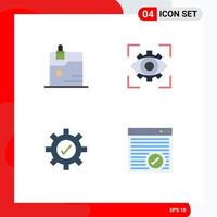 4 Universal Flat Icon Signs Symbols of business gear technology imagination tick Editable Vector Design Elements