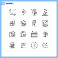 Set of 16 Vector Outlines on Grid for dartboard color fill shower archery arrow mass weapon Editable Vector Design Elements