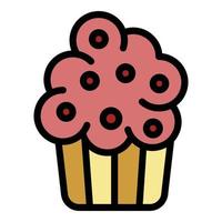 Cream cupcake icon color outline vector