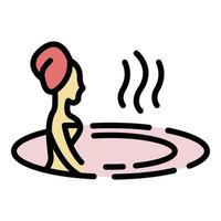 vector de contorno de color de icono de masaje de agua de mujer