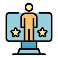Man and stars on the screen icon color outline vector