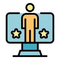 Man and stars on the screen icon color outline vector