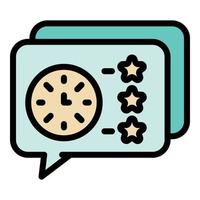 Clock in chat bubble icon color outline vector