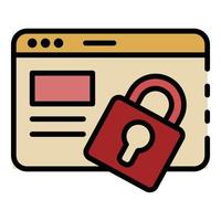 Web page locked icon color outline vector