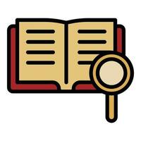 Book magnify glass icon color outline vector